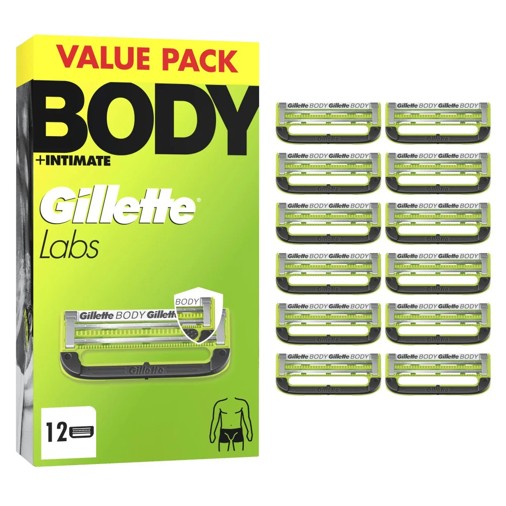 GilletteLabs Body + Intimate Razor Blade Refill Cartridges, 12 Cartridges Image 1