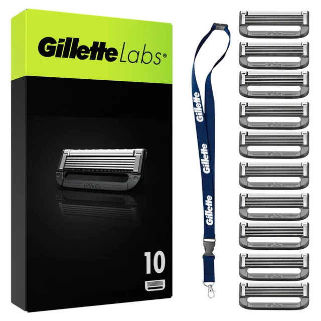 GilletteLabs razor blade refills 20-count bundle with a branded Gillette key chain.
