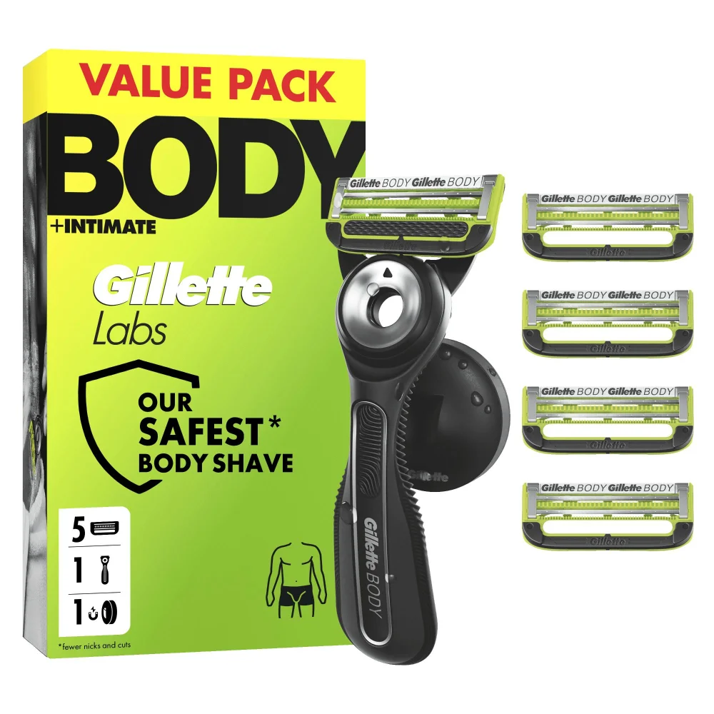 GilletteLabs Body + Intimate Razor with Magnetic Shower Hanger, 1 Handle, 1 Cartridges Image 1