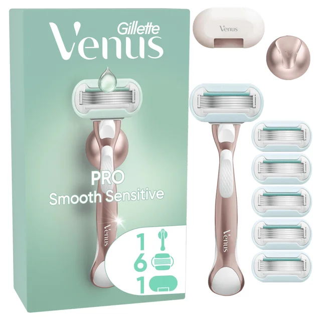 Gillette Venus Pro Smooth Sensitive RoseGold Razor- 6 Blades