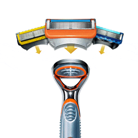 Illustration of compatible blades with Gillette Fusion5 razor.