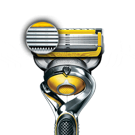 Gillette Fusion ProShield Flex ball razor with a reformulated yellow lubricated strip