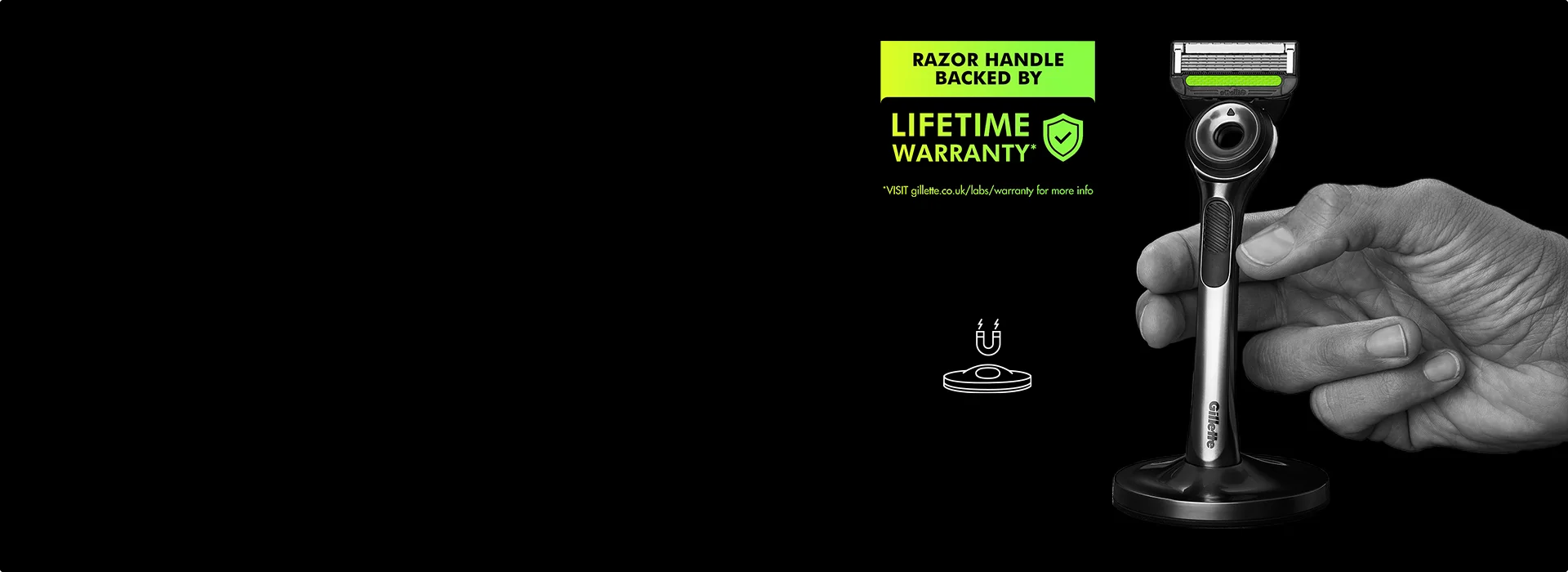 Hand holding Exfoliating Razor Backed by Lifetime Warranty | Gillette Labs UK