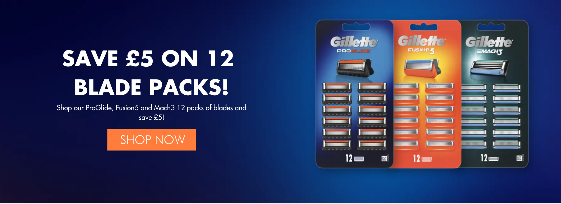 Save £5 on 12 pack blades!