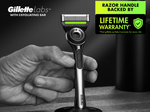GILLETTE LABS WITH EXFOLIATING BAR - RAZOR HANDLE BACKED BY LIFETIME WARRANTY